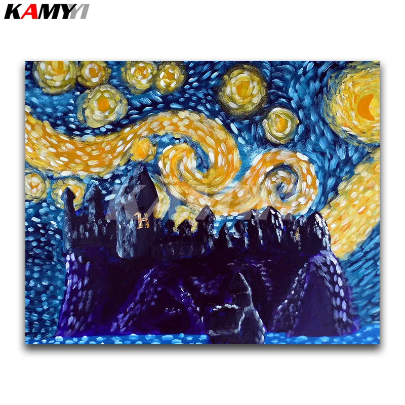 

DIY Diamond painting Cartoon Full round Diamond mosaic Van Gogh Starry Sky Full Square Diamond embroidery Cross stitch art