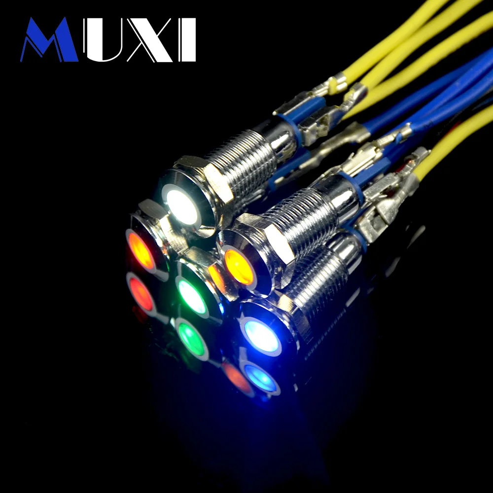 

8mm Signal lamp LED Metal Indicator WaterProof light With Red Blue Orange White Green Color 3V 5V 6V 12V 24V 36V 48V 110V 220V