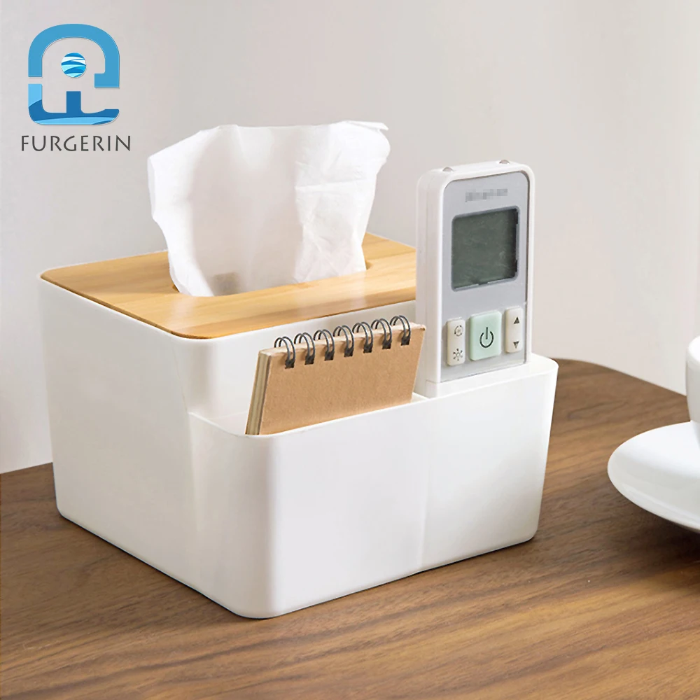 

FURGERIN Plastic Container Tissue Box Car tissue box cover wood Makeup Organizer plastic makeup storage box desk organizer