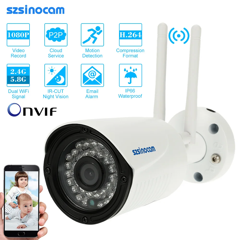 szsinocam 2.0MP Full HD 1080P Waterproof Wireless Wifi IP Camera Outdoor IR Security Camera P2P CCTV Camera Onvif2.4 2.4G/5.8G szsinocam 2.0MP Full HD 1080P Waterproof Wireless Wifi IP Camera Outdoor IR Security Camera P2P CCTV Camera Onvif2.4 2.4G/5.8G