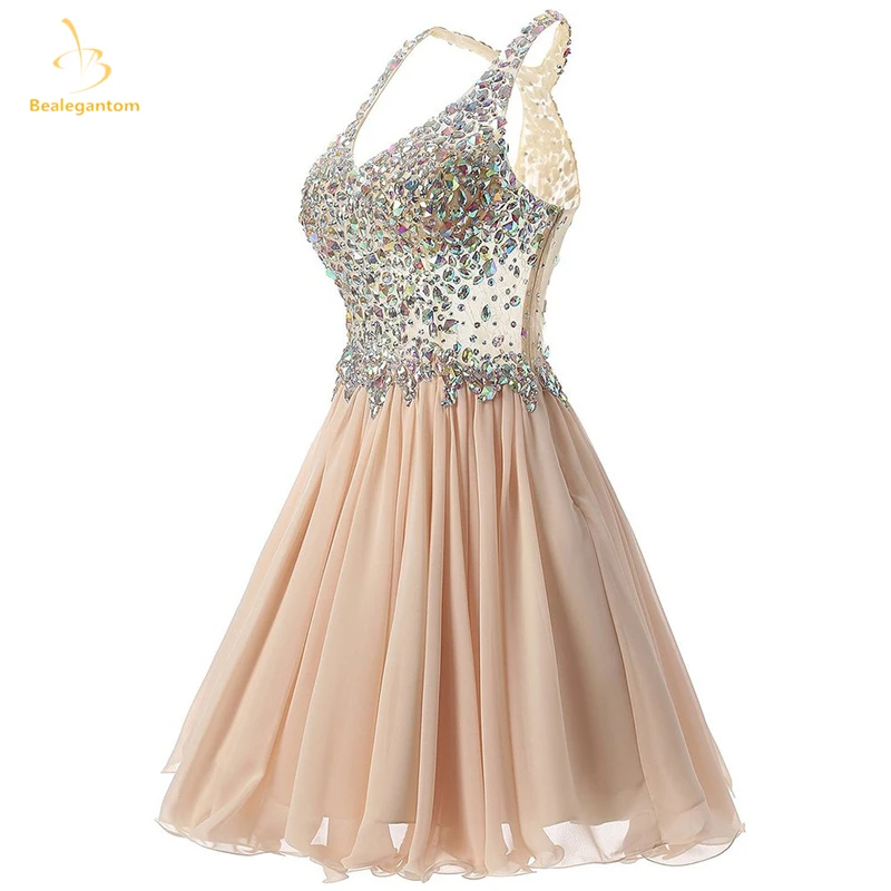 Bealegantom New Sexy Scoop Beaded Short Homecoming Dresses With Crystals Prom Party Dresses Graduation Dress QA1451