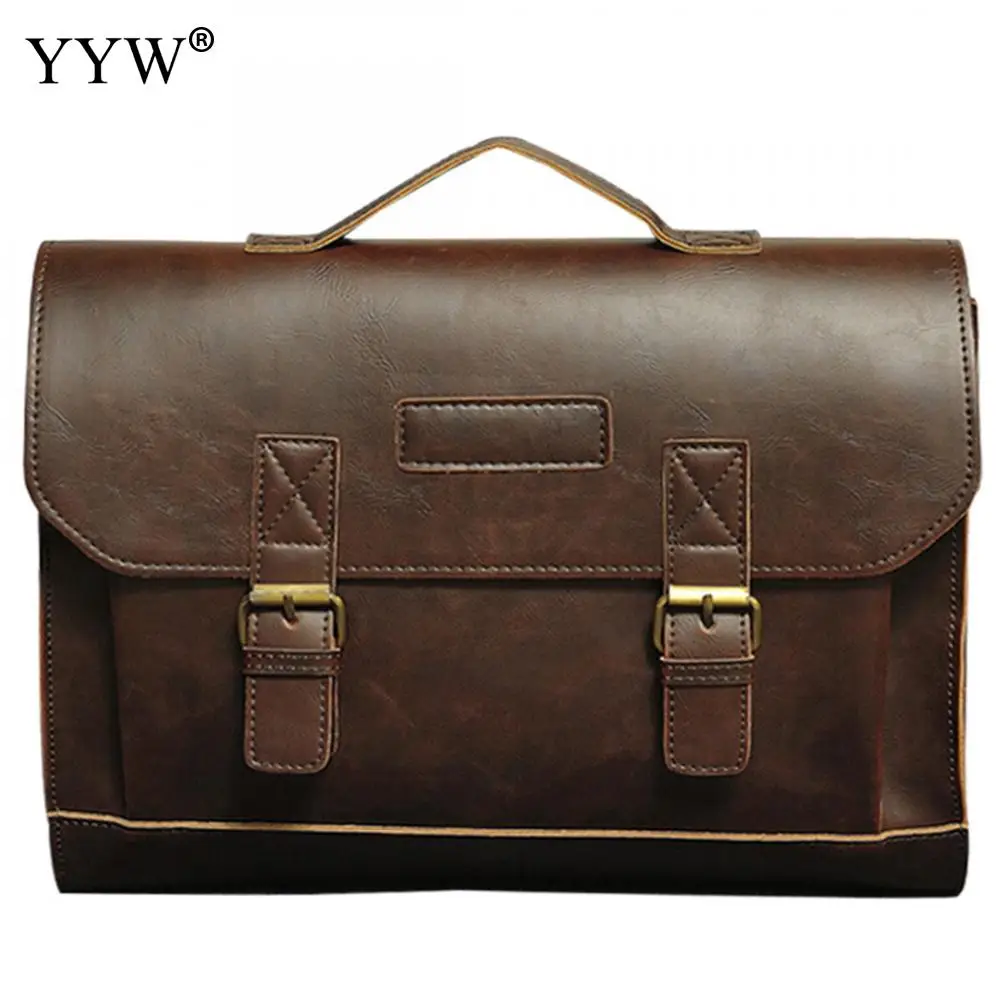 Men's Executive Briefcase Business Male Bag Brown Portfolio Tote Bags for Men New Black PU