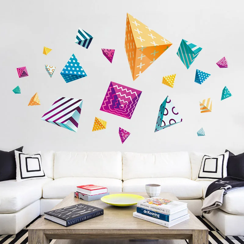 

Creative home wall decoration color geometry pattern Sticker Living room and bedroom background the sticker on the wall