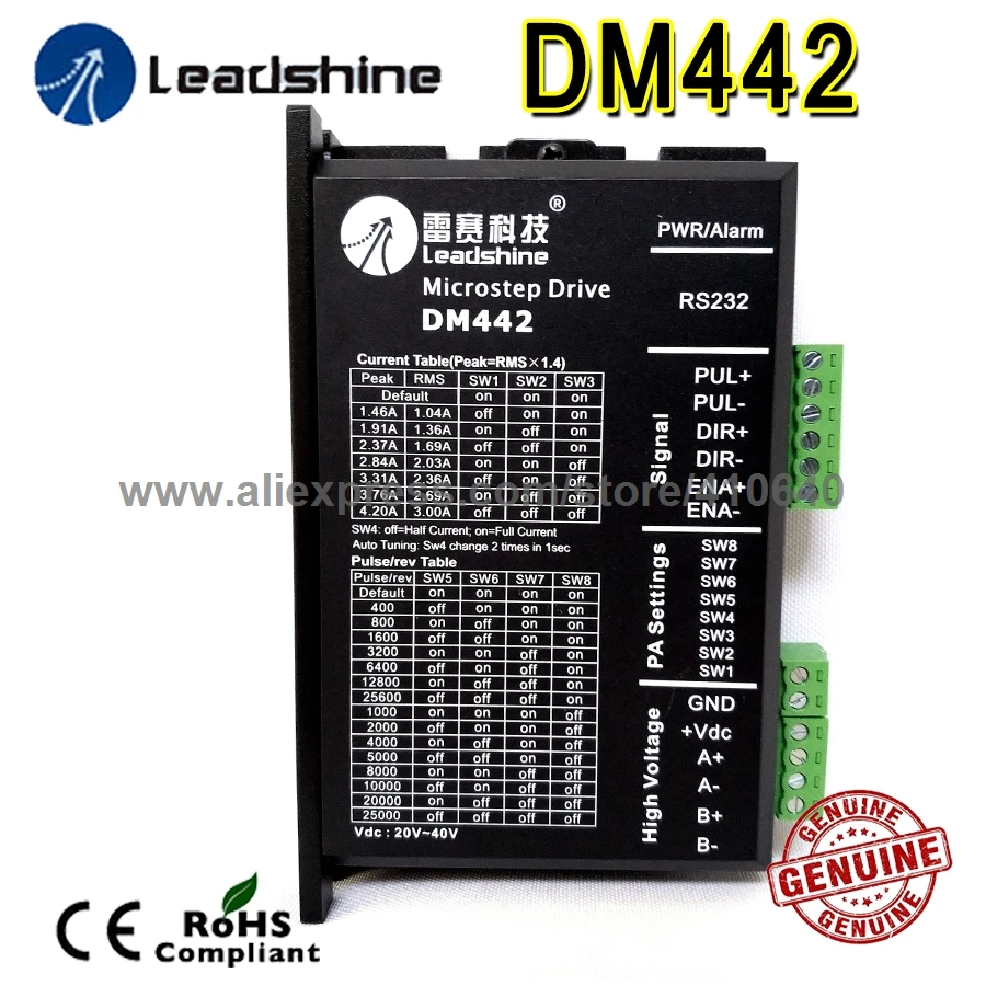 Leadshine DM442 2 фазы 32 бит DSP цифровой шагового привода с max 40 VDC Вход Напряжение и 4.2