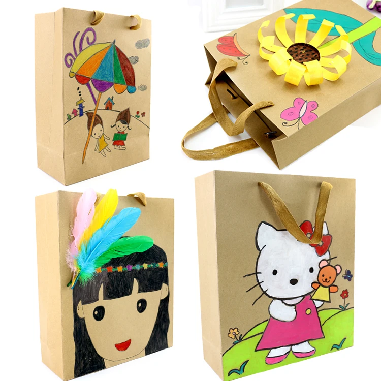 

Children DIY Kraft Paper Sacks Portable Drawing Animal Different Patterns Handmade Painting Creativ