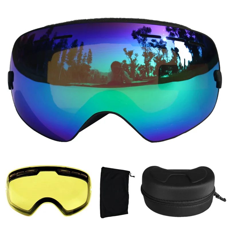 Gafas de esquí UV400 gafas de esquí doble lente antiniebla esquí Snowboard gafas de esquí con una caja y un lente adicional