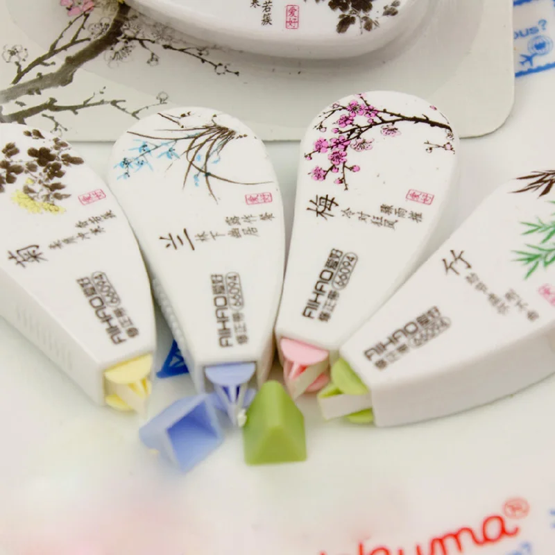 4 pcs/lot Chinese Style Plant Correction Tape Set Sweet Office Cute Flower Corrective Tape for