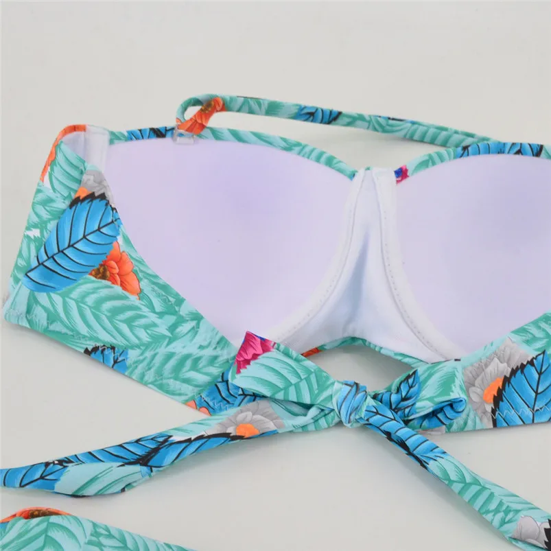 Women's Print Swimwear Sexy Two-Piece Swimwear Swimsuit Bikini Swimsuit Beachwear Off shoulder swimsuit Bra set R22 (1)