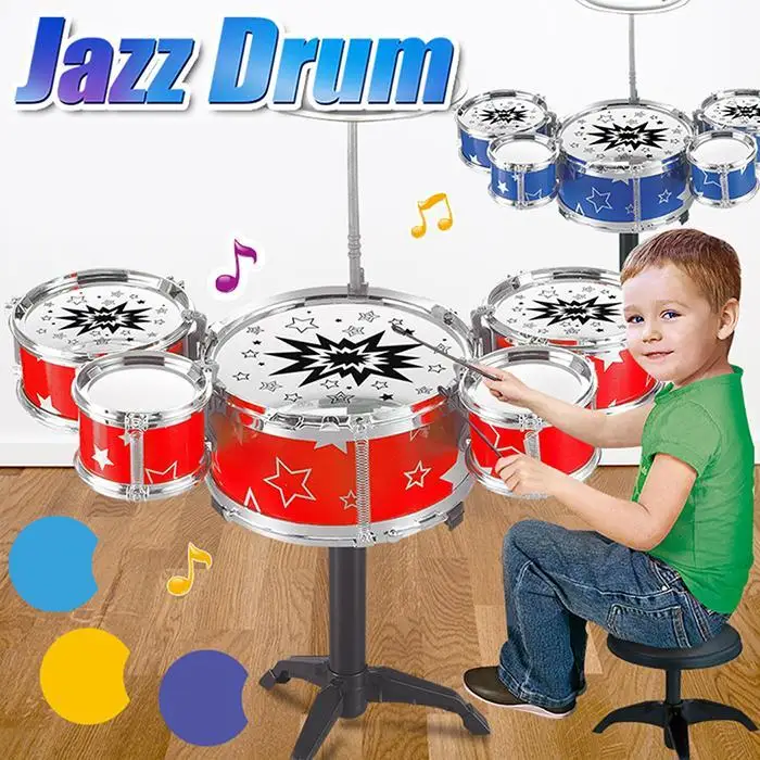 Игрушка образовательное оборудование дети джаз синий унисекс барабан 3 года комплект Музыкальный красный 0 игрушка 43 кг ранний