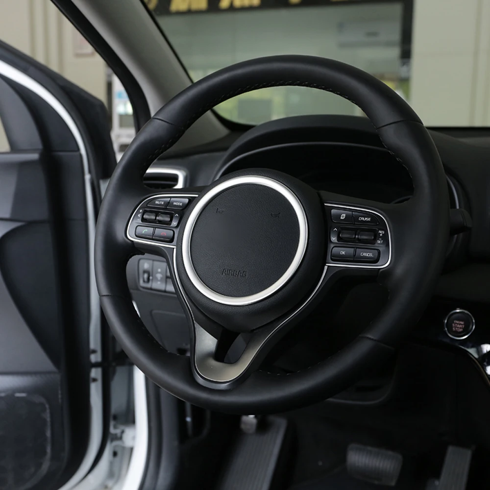 

VCiiC Car Styling Steering Wheel Circle Decorative Trim Frame Sticker Stainless Steel Car Accessories For KIA Sportage 4 QL16-17