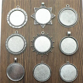 

3pcs/lot Fit 30mm Round Glass Cabochon Base Setting Pendant Tray For Jewelry DIY Making Antique Silver Color FM4034