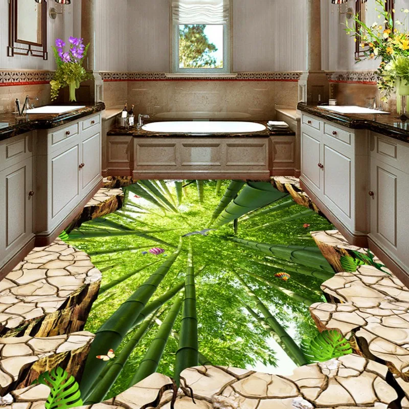 Free Shipping Cliff Bamboo Flying Bird 3D bathroom walkway flooring self-adhesive home decoration flooring wallpaper mural Free Shipping Cliff Bamboo Flying Bird 3D bathroom walkway flooring self-adhesive home decoration flooring wallpaper mural