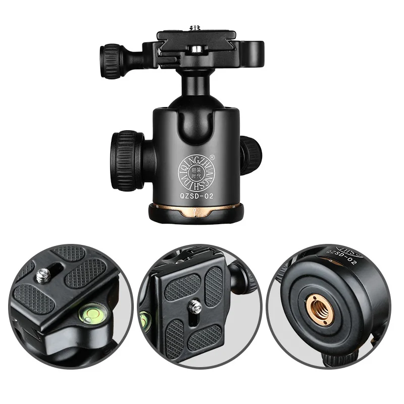 SOONPHO QZSD-02 Camera Tripod Ball Aluminum 360 Degree Panoramic Swivel Head Quick Release Plate for DSLR Cameras