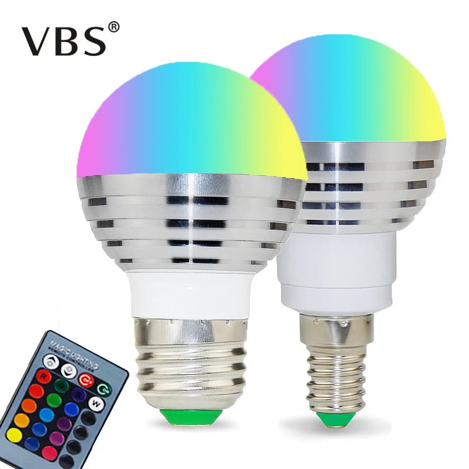 

110V 220V E27 E14 RGB LED Bulb 85-265V 16 Color Magic LED Night Light Lamp Dimmable Stage Light 24key Remote Control Holiday