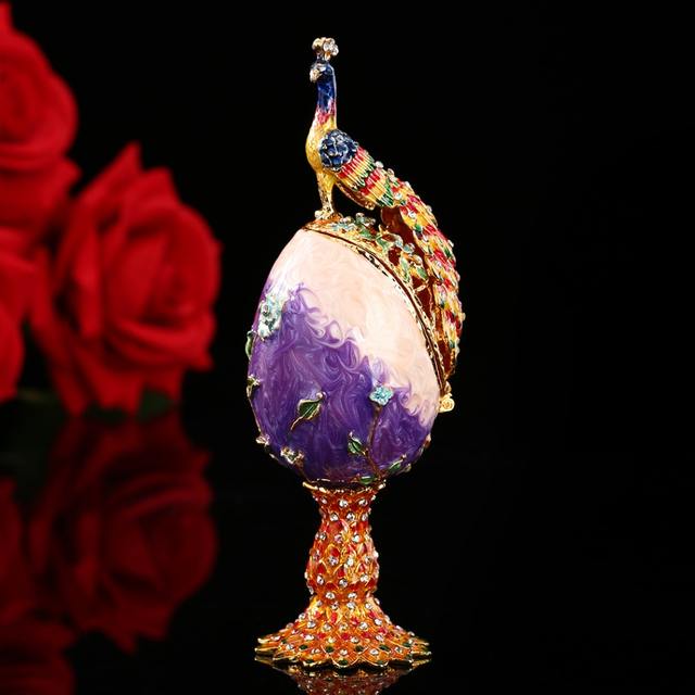 QIFU New arrive red color Easter egg trinket box Faberge