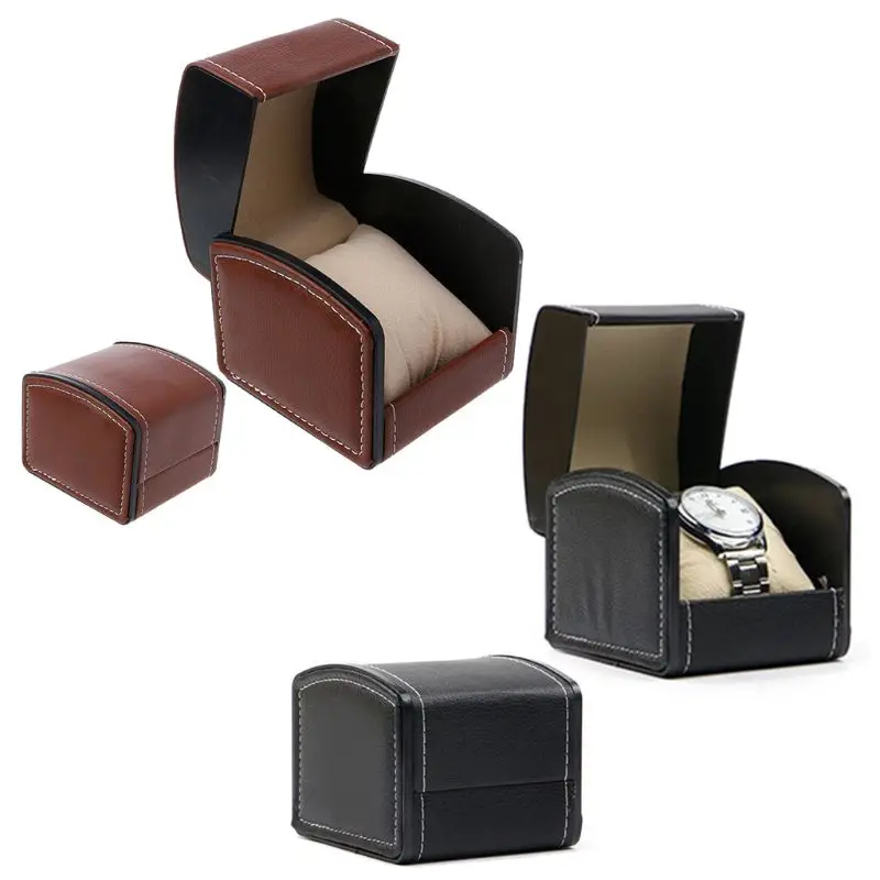

Faux Leather Watch Box With Pillow Package Case Bracelet Stand Holder New