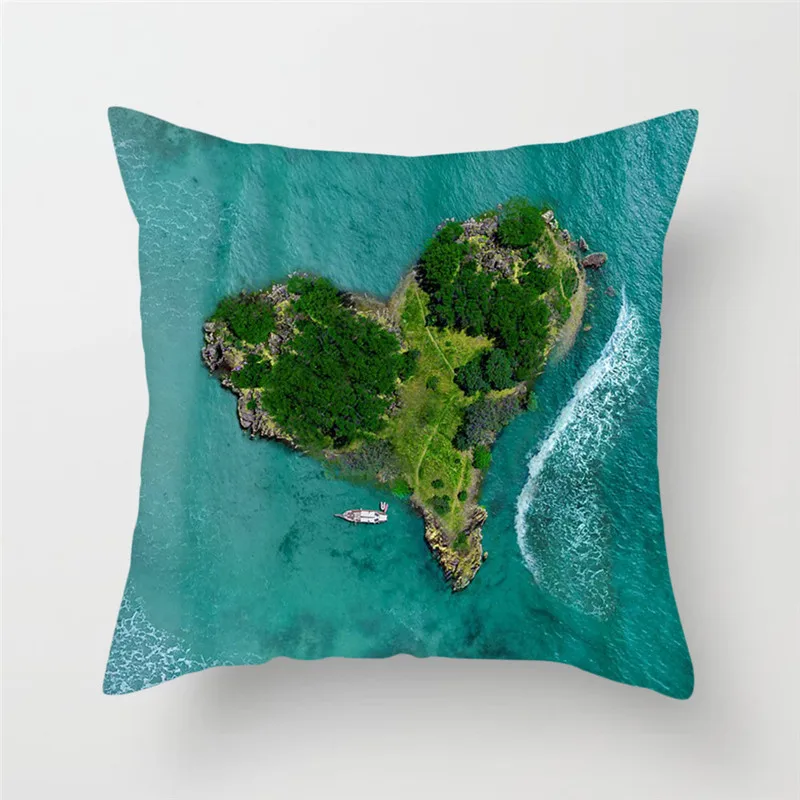 Подушка на подушку Fuwatacchi Beach Sunlight Ocean Trees живописный Чехол для автомобиля дома
