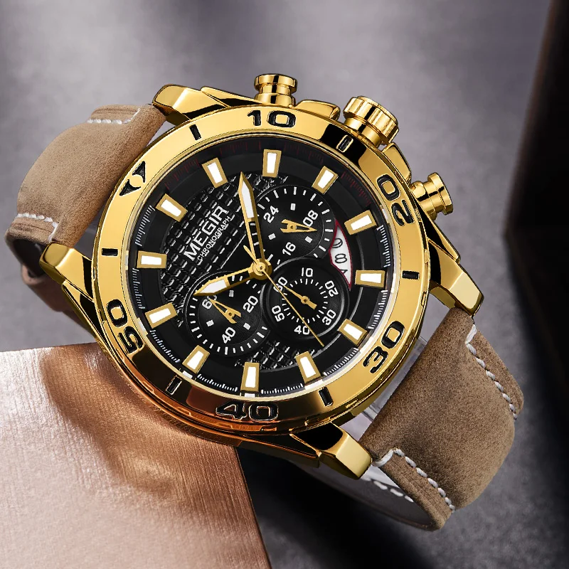

2019 MEGIR Watch Men Fashion Sport Chronograph Quartz Watches Top Brand Luxury Waterproof Wristwatch Hour Relogio Masculino