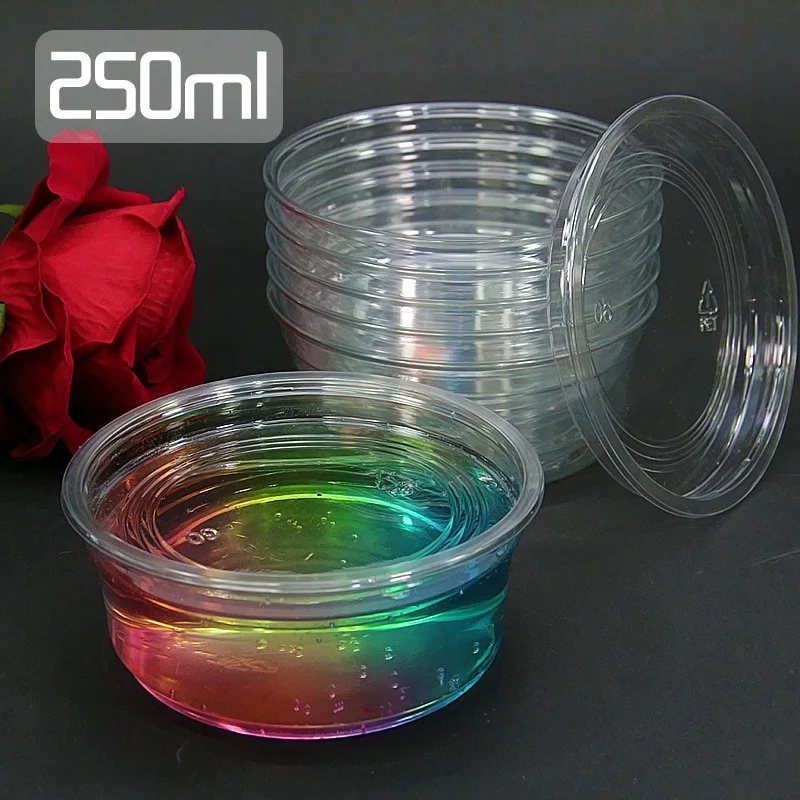

5Pcs/lot 250ml Slime Box Plastic Container Transparent Storage Bowl Box Concave Lid For Crystal Slime Accessories Supplies Tools