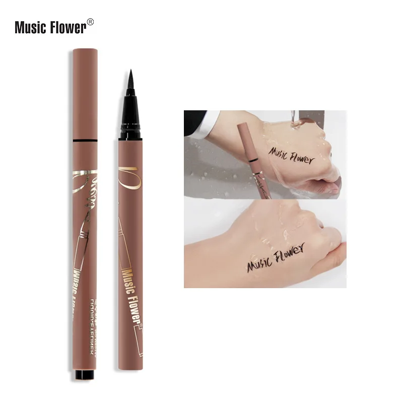 Music Flower брендовая подводка для глаз, Пресс Тип жидкая подводка в ручке Make Up карандаш черный Цвет 24 H прочный устойчивый к пятнам Водонепроницаемый