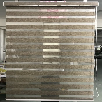 

Zebra Blinds Custom Size Shade Translucent Double Layer Roller Blinds in Brown Window Curtains for Living Room