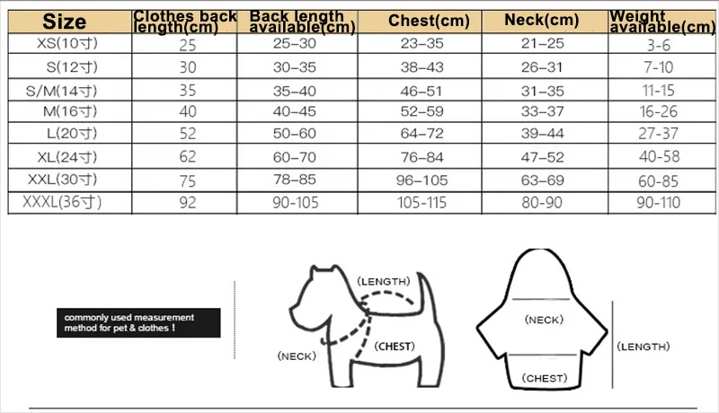 Size chart