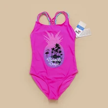 Цельный розовый купальник с ананасом для девочек; одежда для купания для больших девочек; коллекция года; модные купальные костюмы для девочек; детская пляжная одежда; CZ986