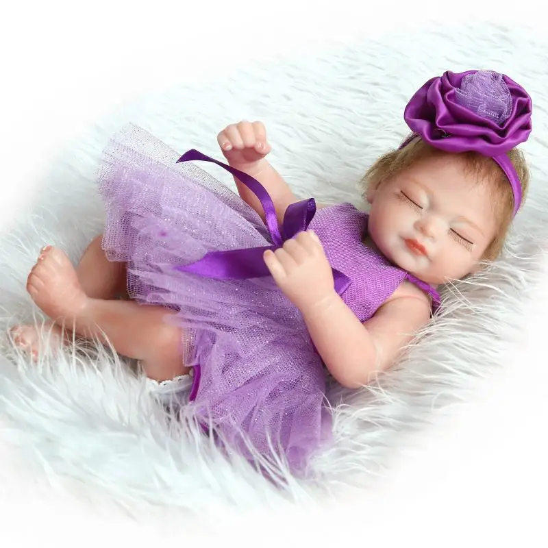 

Cute Mini Reborn Dolls Silicone Sleeping Baby Girl Doll Newborn Toys for Girls,Realistic Silicone Reborn Baby Dolls with Clothes