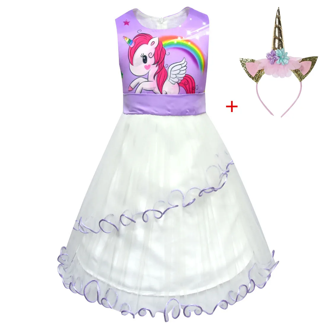 

2019 New Colorful Halloween Birthday Party Dresses Children Kids Clothes Baby Girls Dress Unicorn Costume Summer Girl tutu Dress