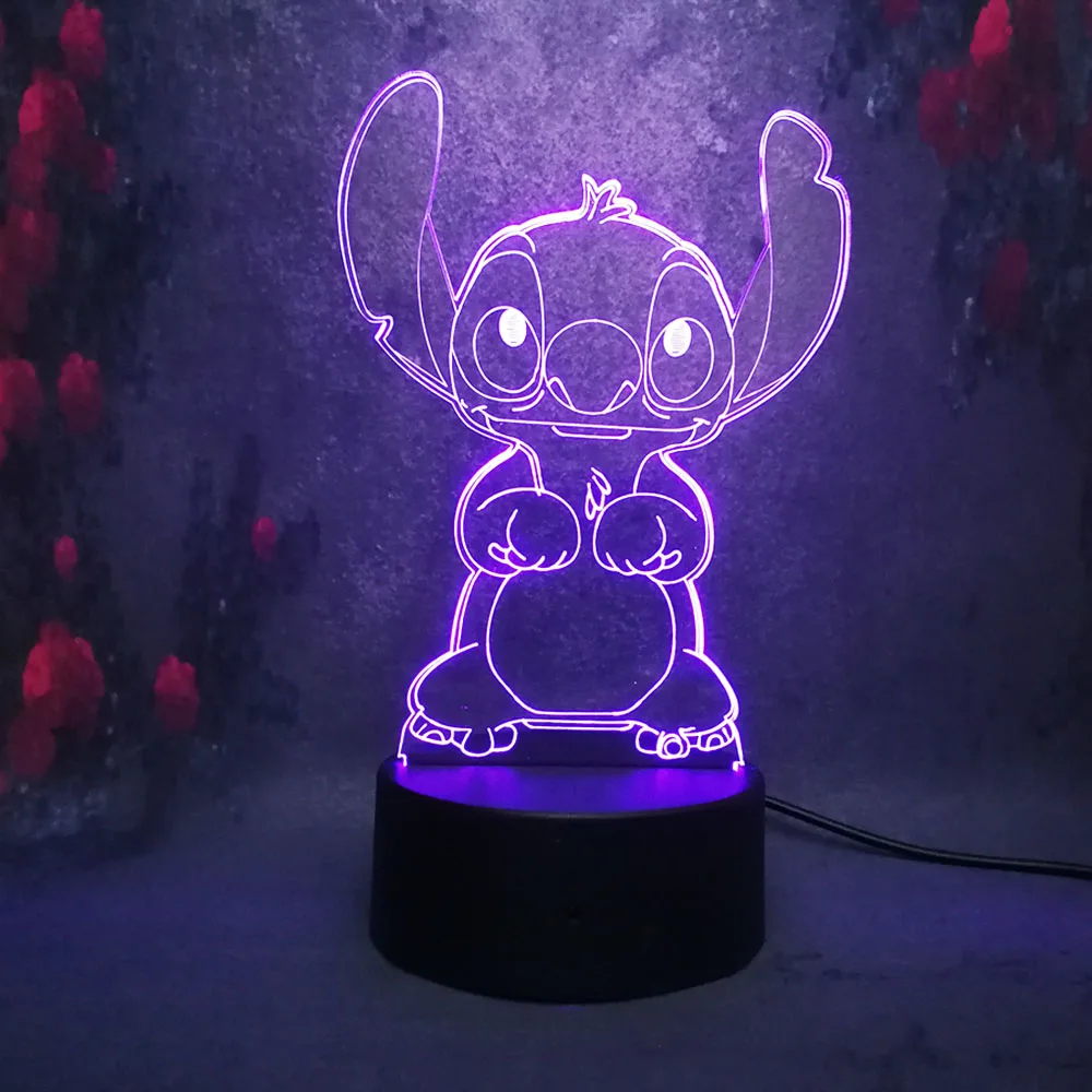 Amroe 3D ночник милый мультяшный стежок 7 видов цветов светодиодная лампа Usb пульт