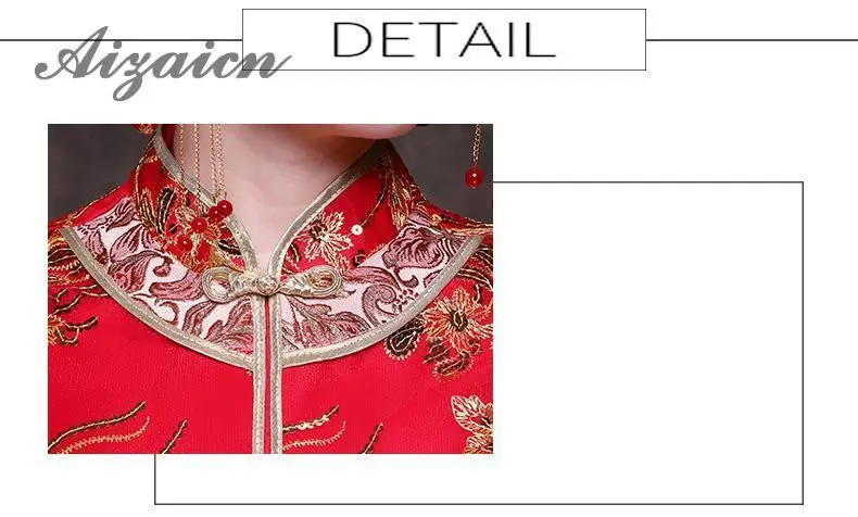 De boda de verano de 2019 Cheongsam vestidos de novia Китай estilo tradicional bordado largo Qipao las mujeres vestido Винтаж