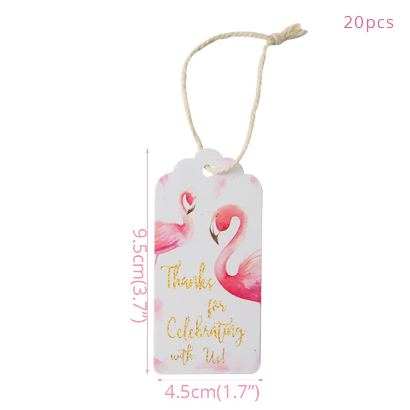 20pcs Paper Tags Гавайи участник Luau Розовый фламинго декоративная бумага для вечеринок Салфетка под тарелку кружку День рождения летняя Гавайская Гавайский вечерние поставки - Цвет: 20pcs Paper Tags