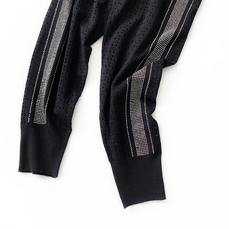 AcFirst Spring Women Fashion Black Long Loose Pants Harem Pants High Waist Hollow Out Length Female Casual Pants Sweatpants AcFirst Spring Women Fashion Black Long Loose Pants Harem Pants High Waist Hollow Out Length Female Casual Pants Sweatpants