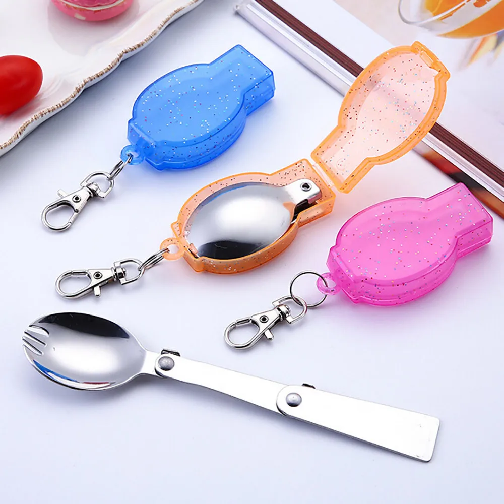 

Portable tableware folding spoon fork Outdoor Folding Travel Camping Utensil Stainless Pocket Spoon Fork tourist set