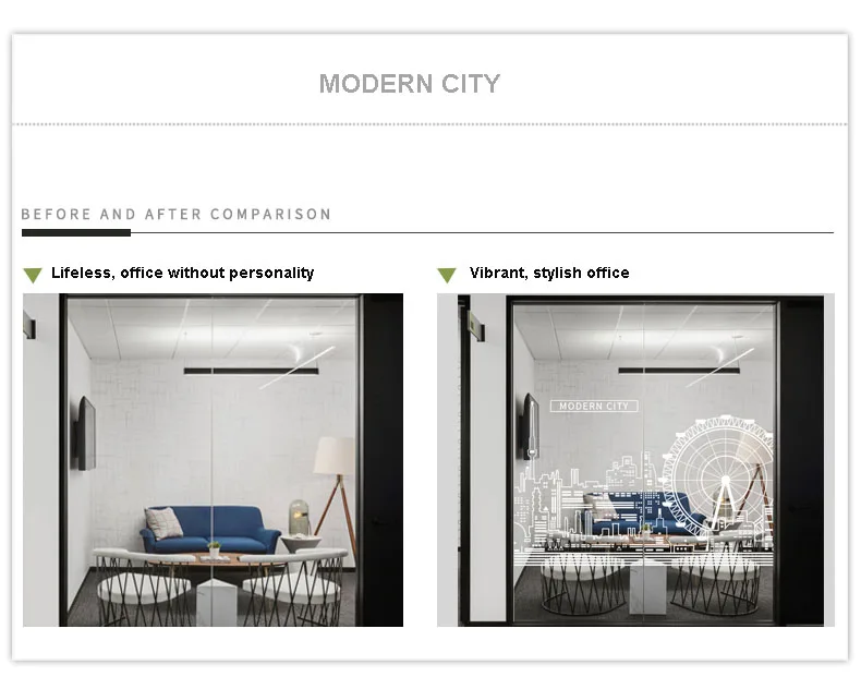 Антиударная оконная наклейка статическая цепляющаяся декоративная оконная пленка для дома и офиса стеклянная оконная пленка контур городское здание эскиз контур