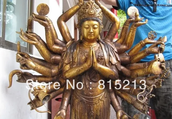 Bi0087 Тибет Buddhaism Бронза Медь 1000 Руки Руку Бодхисаттва гуань-Инь Гуаньинь Статуя