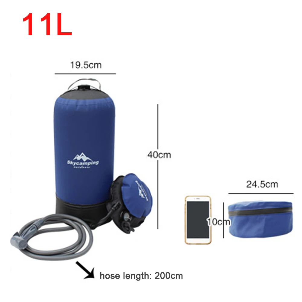 Chuveiro de Pressão Chuveiro com Bomba Água para Acampamento ao ar 11l ao ar Livre Portátil Inflável Acampamento pé Leve Bolsa Pvc 15 pressão portátil inflável acampamento chuveiro com bomba