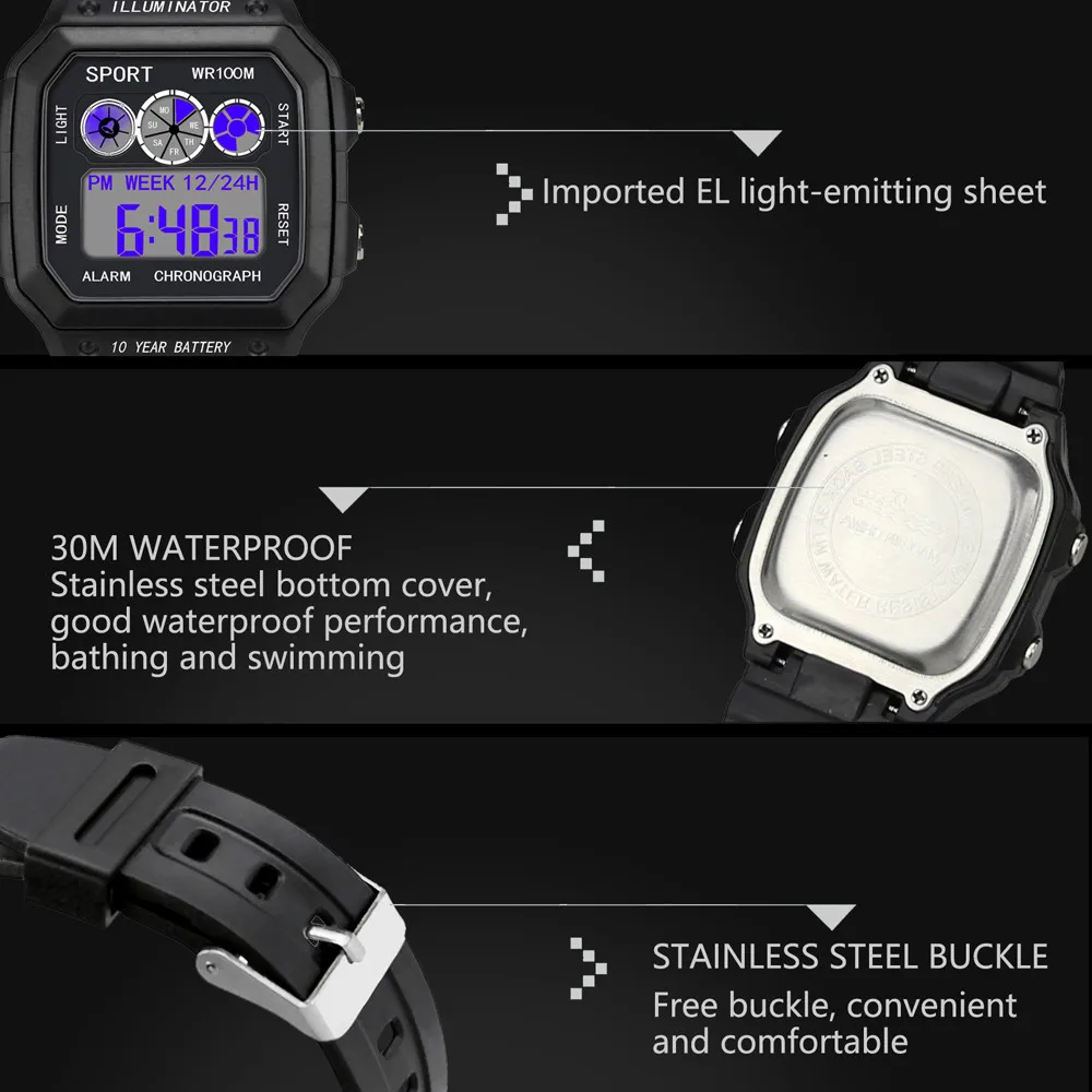Лидирующий бренд мужские спортивные часы цифровые светодиодные армейские часы мужские модные повседневные электронные наручные часы Relojes