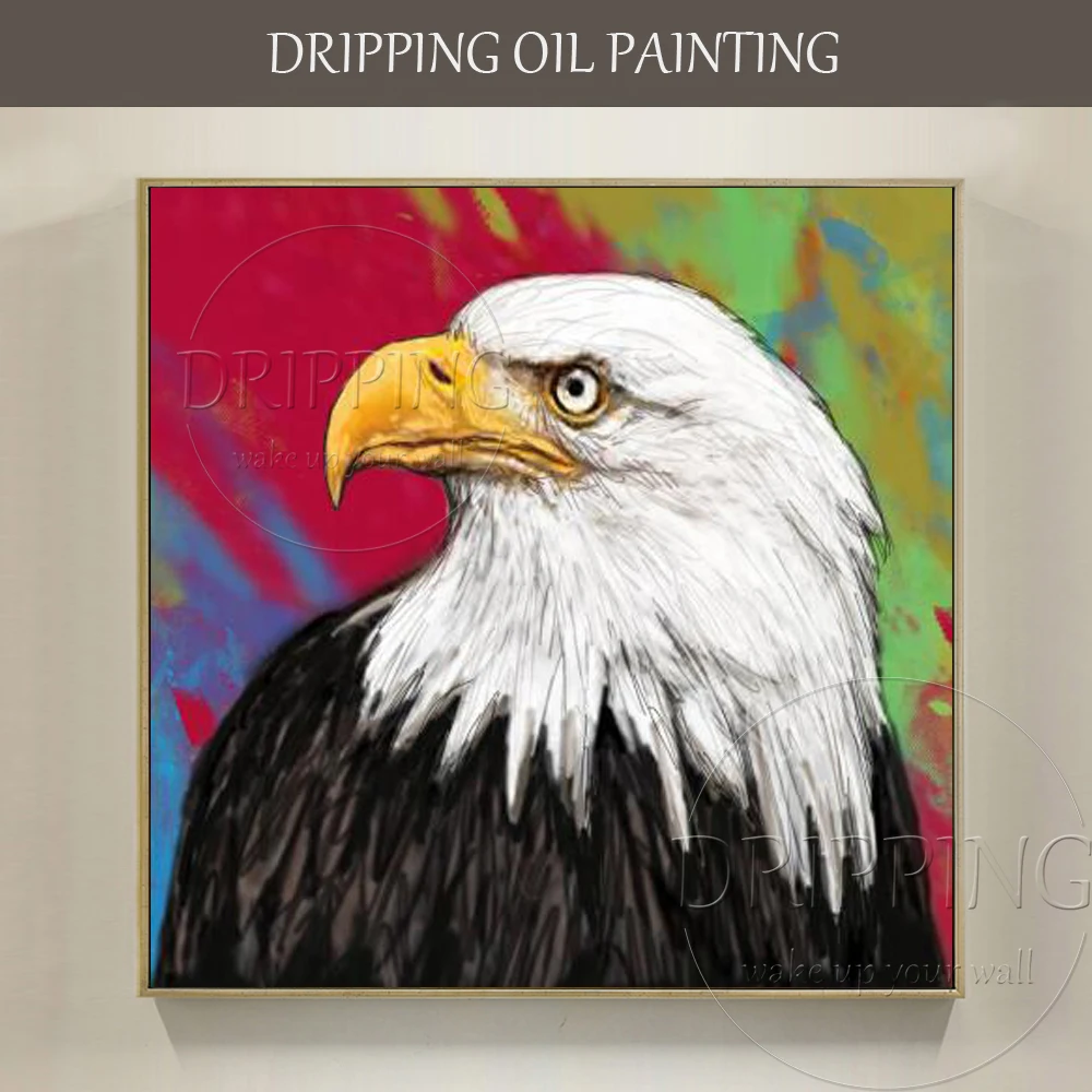 

Hand-painted High Quality American Bird Bald Eagle Oil Painting Modern Home Decor Handmade Animal Bald Eagle Head Oil Painting