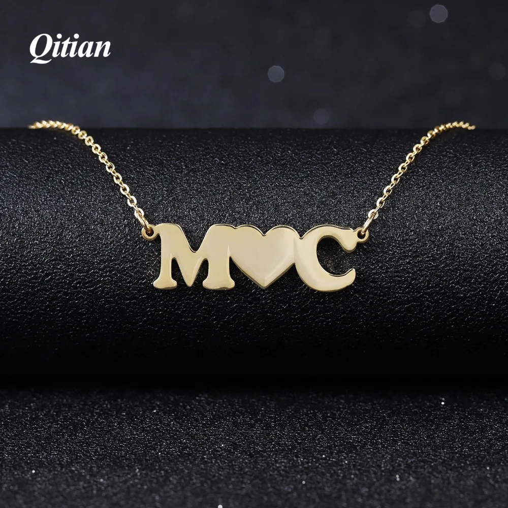 

Custom Necklace Select Letter Personalized Original Name Heart Love Chains And Necklaces a Couple Pendant Charm Jewelry Gifts