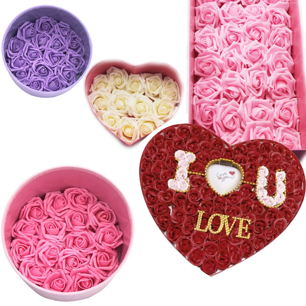 

Plus size 6.5 cm 25pcs/lot PE Foam Rose Flower Head DIY Handmade Artificial Flowers For Wedding Party Decoration