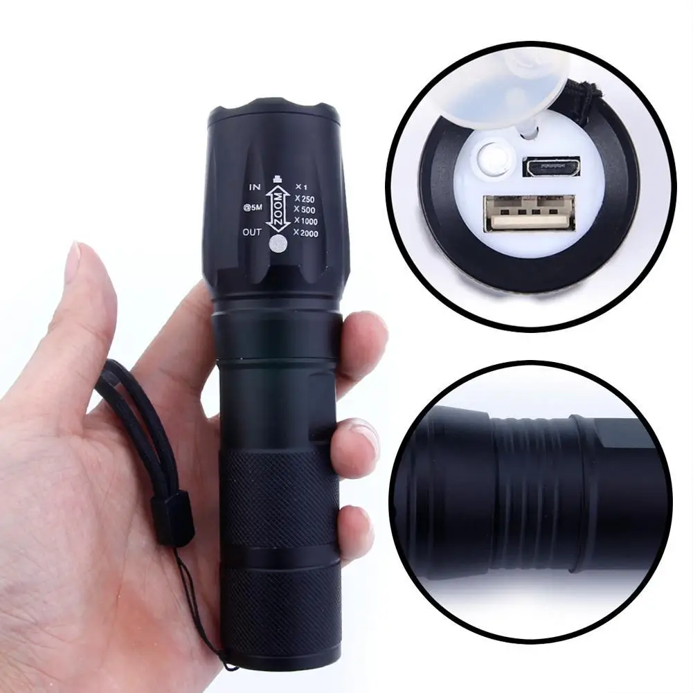 3 режима T6 5000 люмен фонарик масштабируемый Micro USB зарядка прочный для наружного