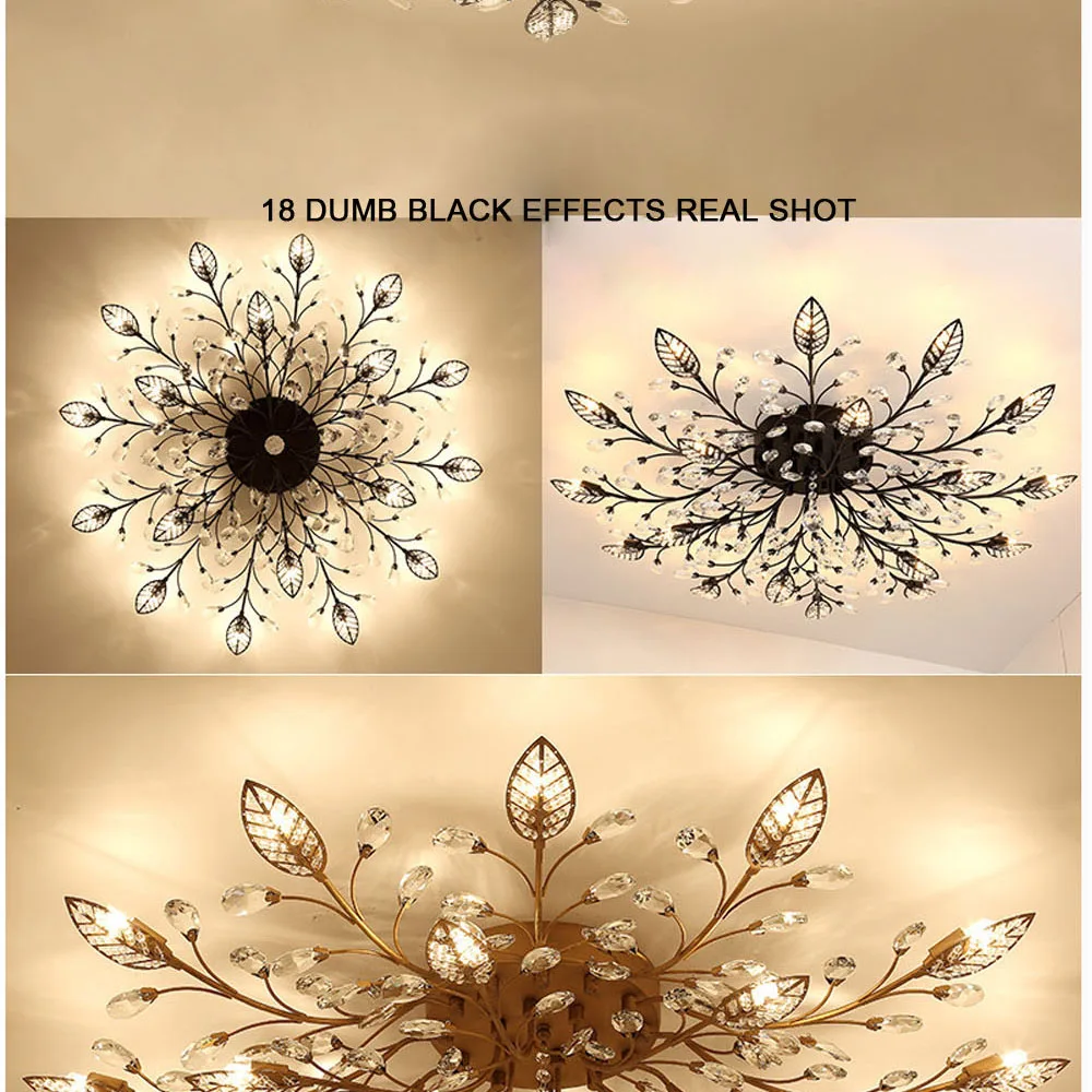 Modern Nordic K9 Crystal LED Ceiling Lights Fixture Gold Black Home Lamps for Living Room Bedroom Kitchen Bathroom10