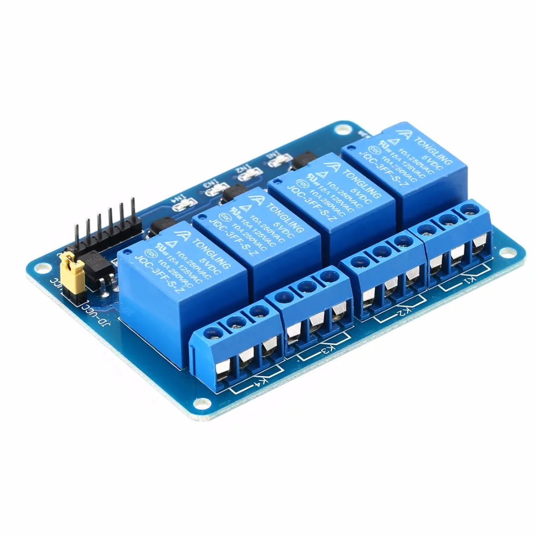 Durable 5V 4 Channel Relay Module With Optocoupler Four Ways Relay Module Board for PIC AVR DSP ARM Arduino 7.5x5.5x1.7cm