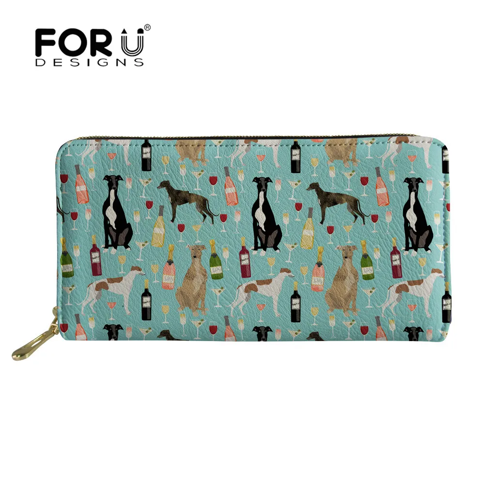 FORUDESIGNS/серые черные женские кошельки с принтами домашних животных кожаные для