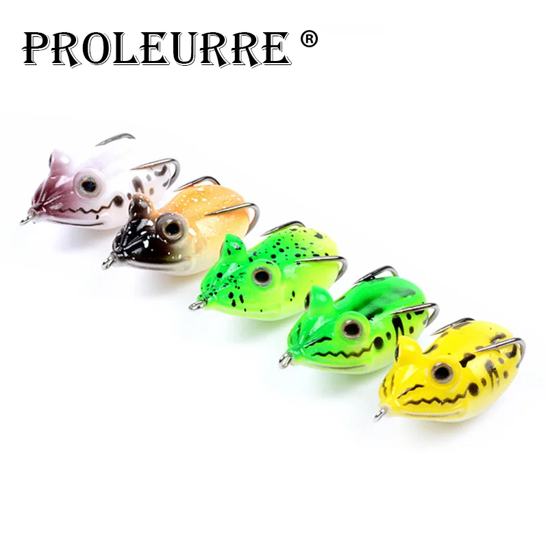 Proleurre 1pcs 55mm 11.5g Soft Frog Bait Fishing Lure Treble Hooks Topwater ray frog Artificial Silicone | Спорт и развлечения