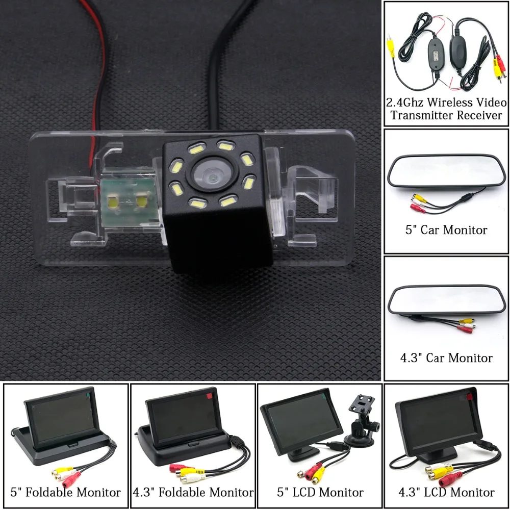 Для Audi TT A1 A3 A5 A4L A4 A7 Q3 Q5 RS5 8LED Автомобильная CCD парковочная камера заднего вида 4 3