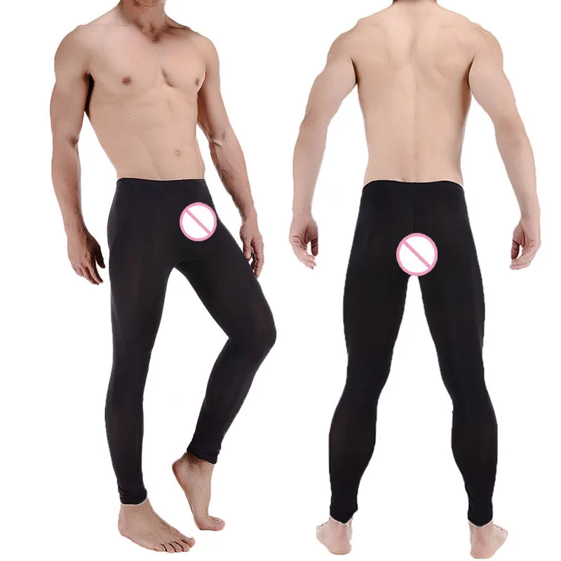 

Sexy Men Leggings Transparent Long Pants Sleep Bottoms Male Tights Stocking Novelty Fitness Leggings Sheer Mesh Pajama Pants