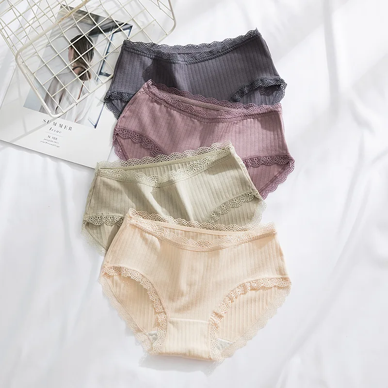 

SP&CITY Japan Simple Lace Seamless Panties Soft Breathable Cotton Menstrual Underwear For Women Sexy Lingerie Solid Briefs Tanga