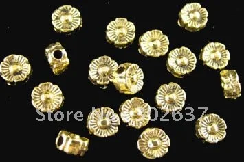 

FREE SHIPPING 600pcs Antiqued gold plt lined flower spacer beads 6mm A277G